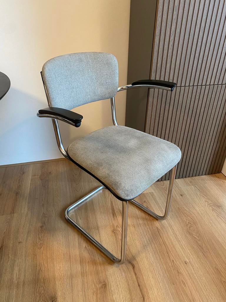 Retro Eetkamerstoel Buisframe Chroom, Ophalen, Gebruikt, Metaal, Eén