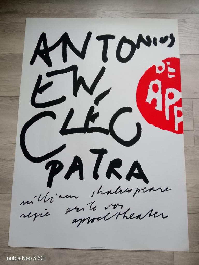 Antonius en Cleopatra  - Appel Theater. Jan Bons, Rechthoekig Staand, Deurposter of groter, Ophalen of Verzenden, Zo goed als nieuw