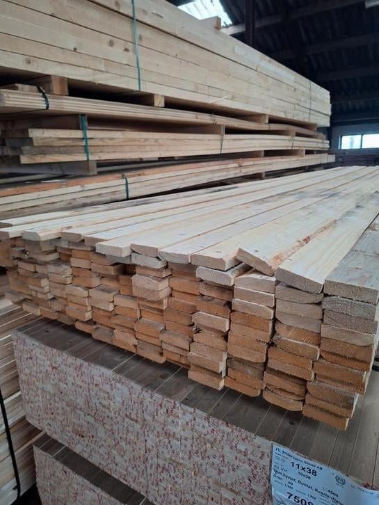 Restant brede vuren plafondschroten. Aanbieding 50 c pm, Doe-het-zelf en Verbouw, Hout en Planken, Minder dan 25 mm, Nieuw, Ophalen of Verzenden