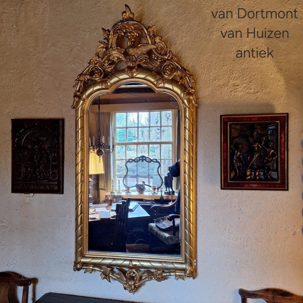 Franse Kuif spiegel 19e eeuw., Antiek en Kunst, Ophalen of Verzenden, Overige vormen, 50 tot 100 cm, 150 tot 200 cm
