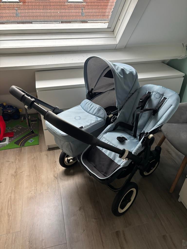 Bugaboo Donkey Duo Kinderwagen Lichtblauw of Zwart, Ophalen, Gebruikt, Combiwagen, Duowagen