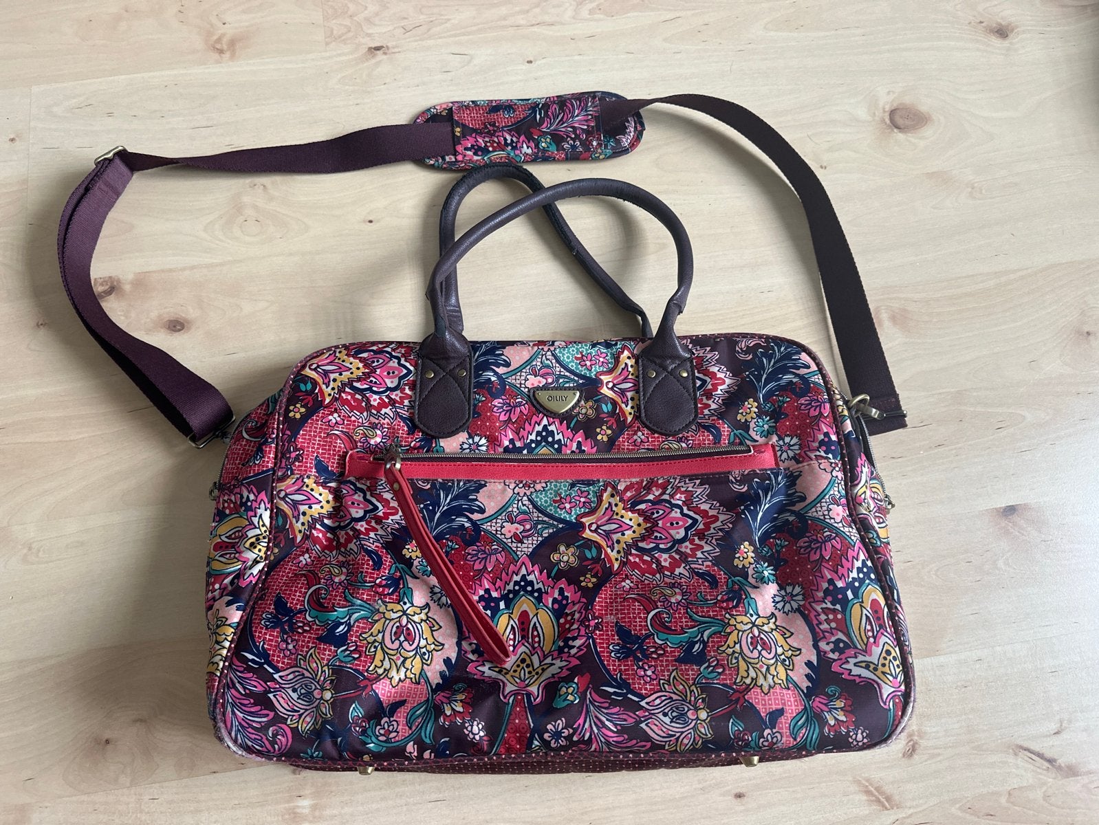 OIlily kleurrijke laptoptas met bloemenprint en schouderband, Ophalen of Verzenden, Gebruikt, Overige kleuren, Overige typen
