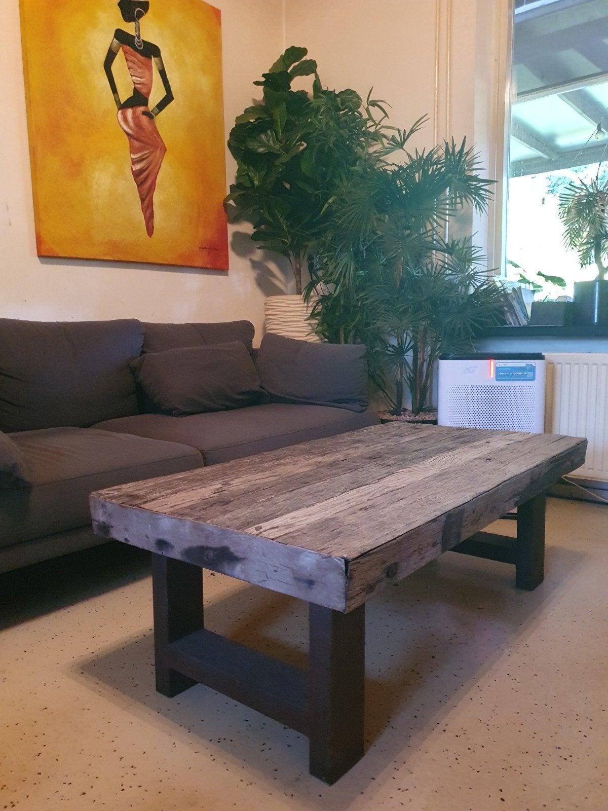 Robuuste salontafel van gerecycled hout, Ophalen, Gebruikt, 100 tot 150 cm, Industrieel, Landelijk