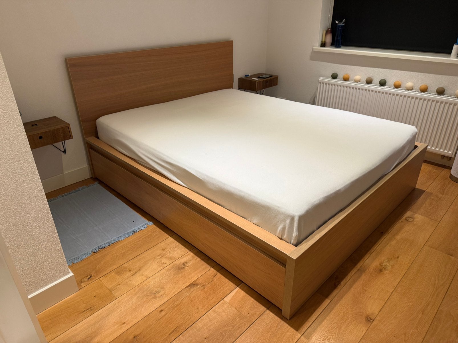 Ikea Malm 160x200 compleet met alles, Ophalen, Wit, Tweepersoons, Zo goed als nieuw