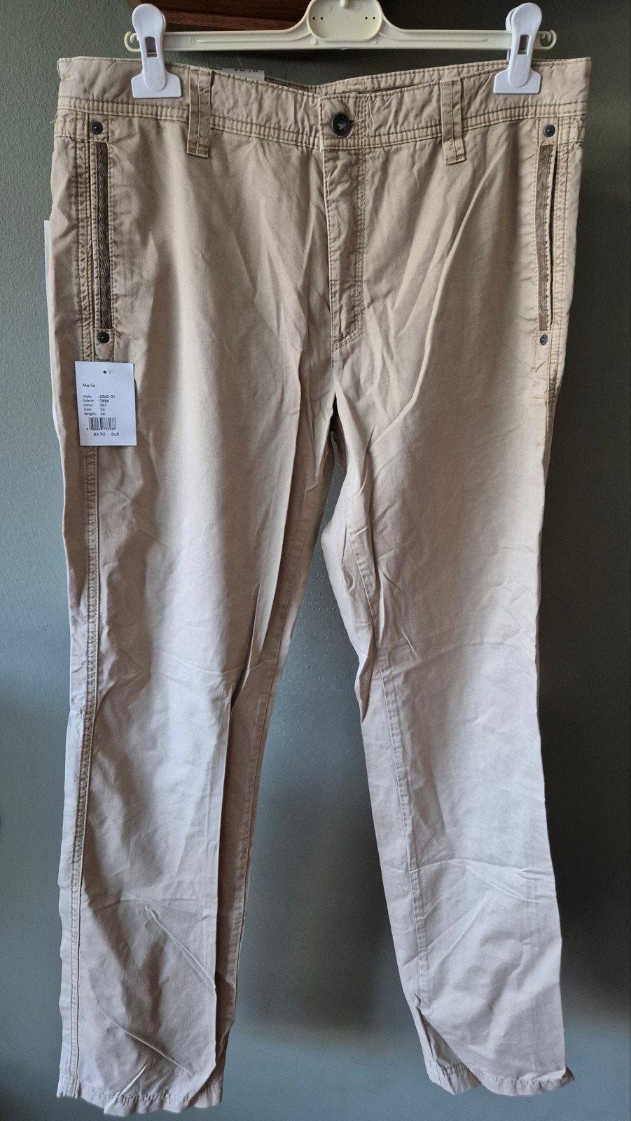 MAC camel kleur nieuw met kaartjes broek mt 34/36, Maat 52/54 (L), MAC, Beige, Nieuw