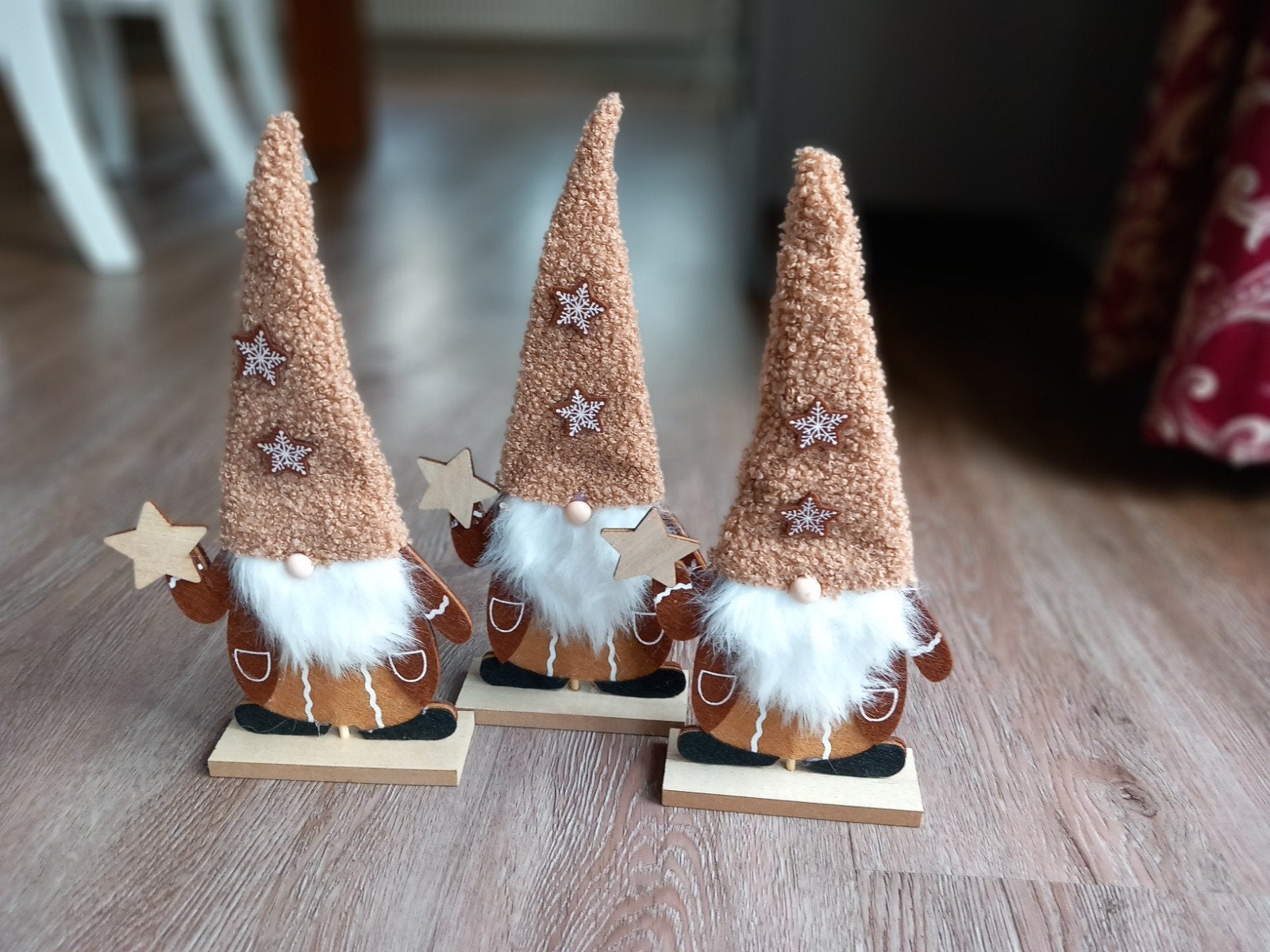Nieuw! 3x Kerst kabouter vilt, stof en hout  H 28 cm, Ophalen of Verzenden, Nieuw