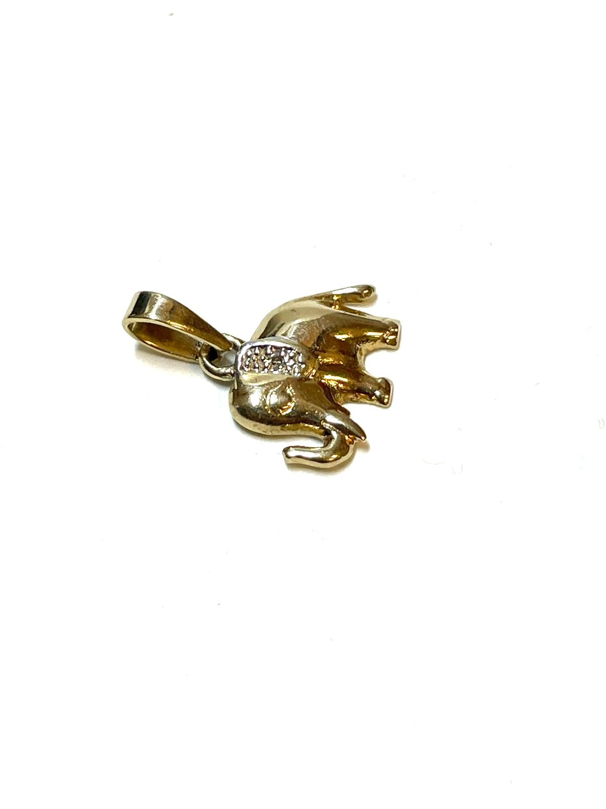 14k gouden olifant hanger met een diamant, -, -, Ophalen of Verzenden, Zo goed als nieuw