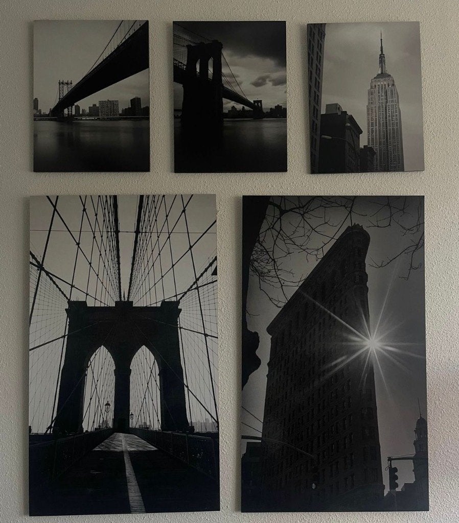 Mooie set foto’s IKEA Gronby / New York 9 stuks, Ophalen, Zo goed als nieuw, Minder dan 50 cm, Schilderij