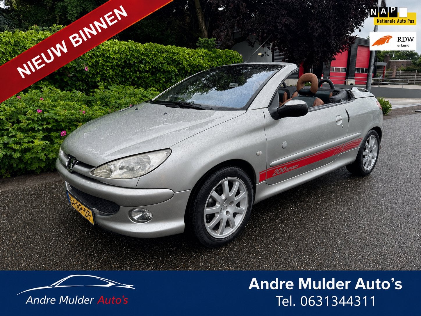 Zeer Nette Peugeot 206 1.6 16V CC Automaat  2004 Grijs, Auto's, Peugeot, Bedrijf, ABS, Airbags, Airconditioning, Boordcomputer