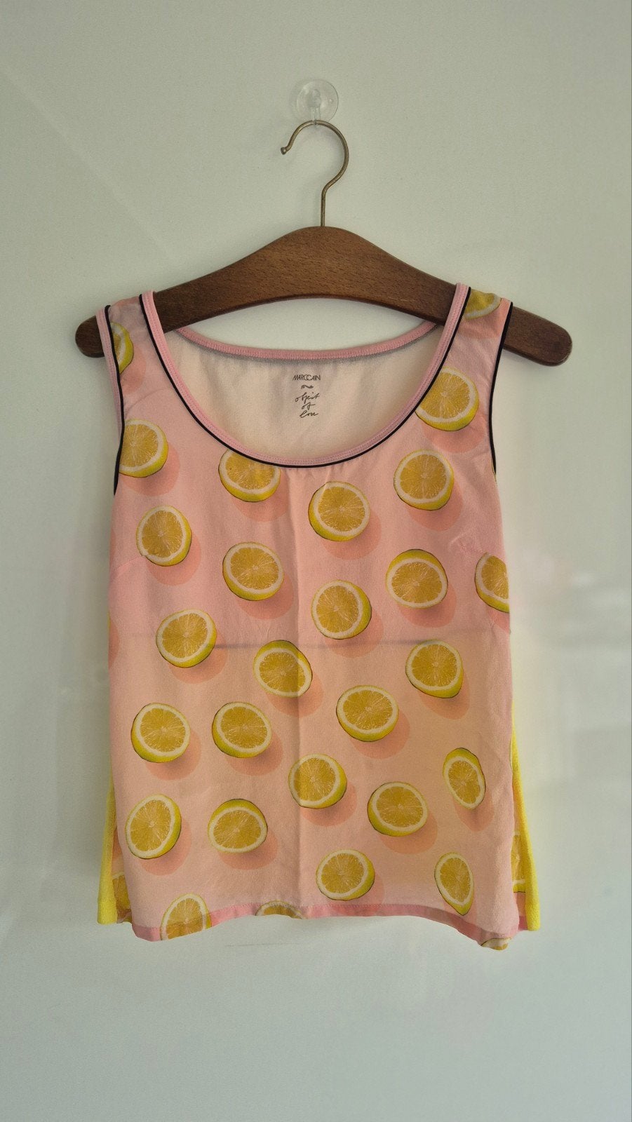 Marc Cain zijden/tricot hemdje met citroenprint, Marc Cain, Ophalen of Verzenden, Roze, Gedragen