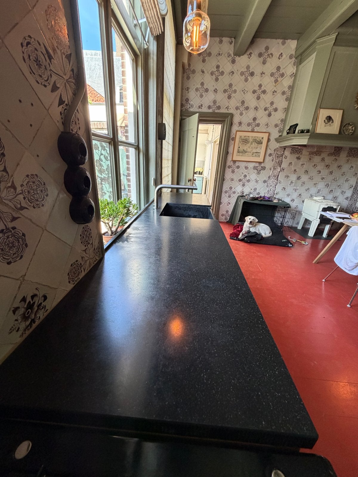 Bruynzeel Keukenblok met Granieten Blad en Bulthaup Kraan, Ophalen, Gebruikt, Graniet of Steen, Enkelwandige keuken