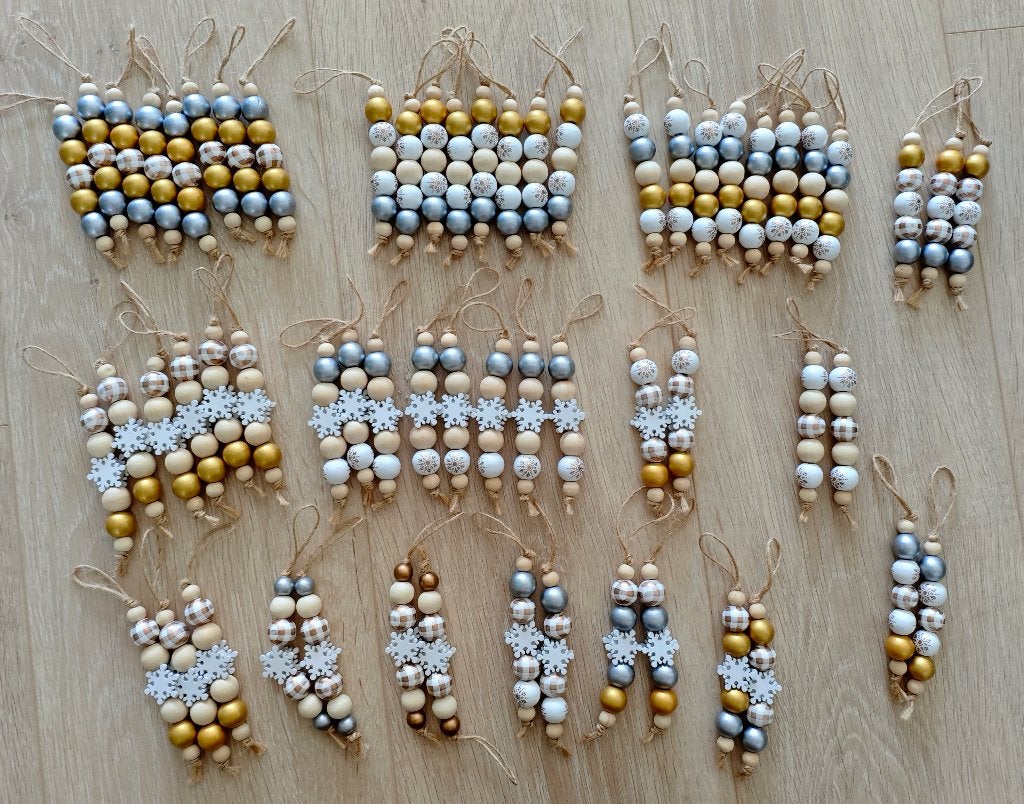 Partij kersthangers van houten kralen, Ophalen of Verzenden, Zo goed als nieuw