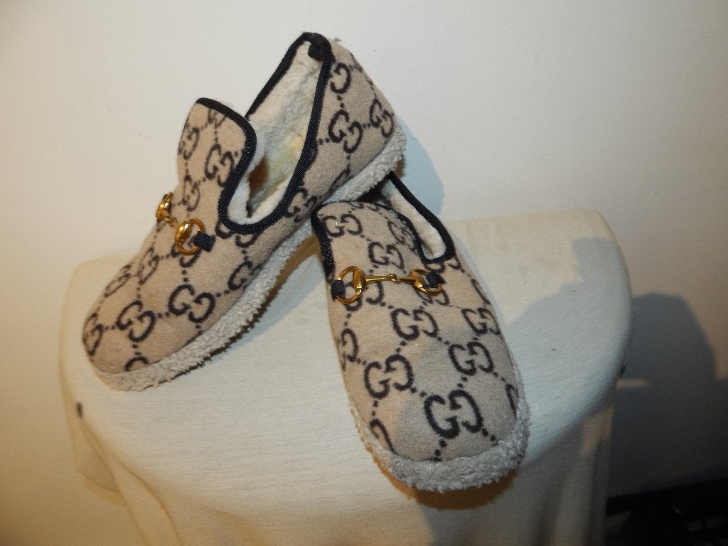 Gucci gg monogram loafers wol horsebit voorkant warm 38, Overige kleuren, Ophalen of Verzenden, Gucci, Espadrilles of Moccasins