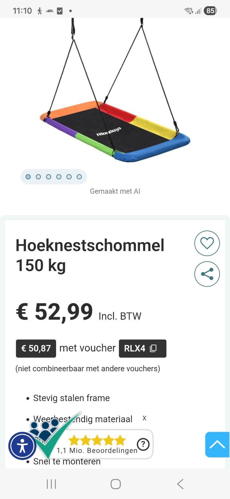 nestschommel, Ophalen of Verzenden, Nieuw