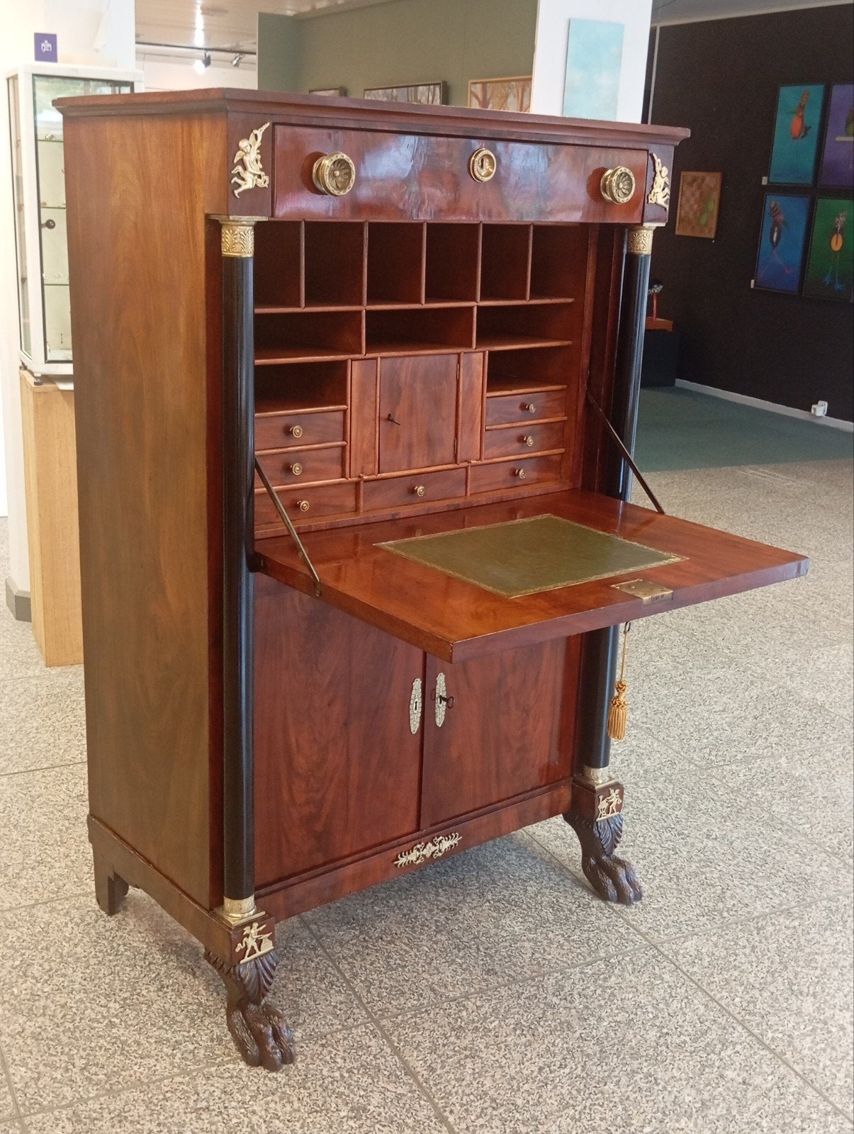Antiek Empire mahonie secretaire, Antiek en Kunst, Ophalen of Verzenden