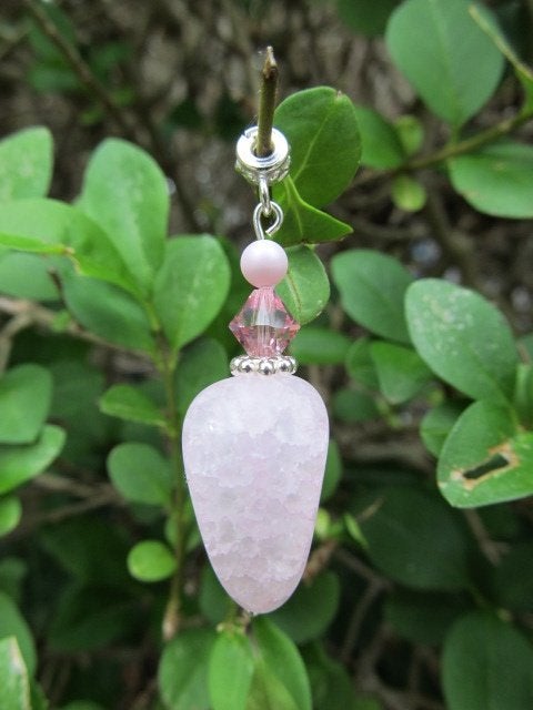 Hanger Saar bergkristal-swarovski parel-kristal zilver, Ophalen, Met edelsteen, Nieuw, Roze