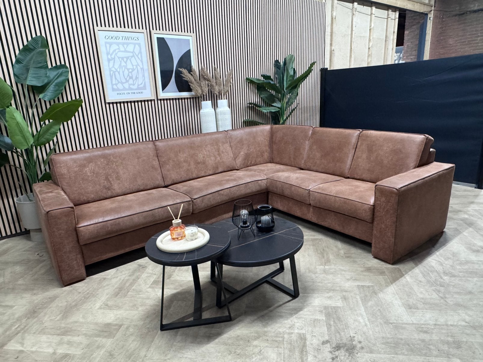 ZGAN | Het Anker Hoekbank Microleer - Cognac - 285x227, -, -, Hoekbank, Leer