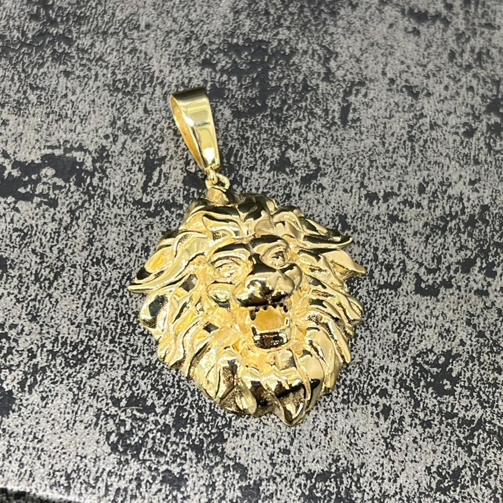 14 karaat gouden hanger leeuw kop model groot, Ophalen of Verzenden, Nieuw, Goud, Kruis of Symbool
