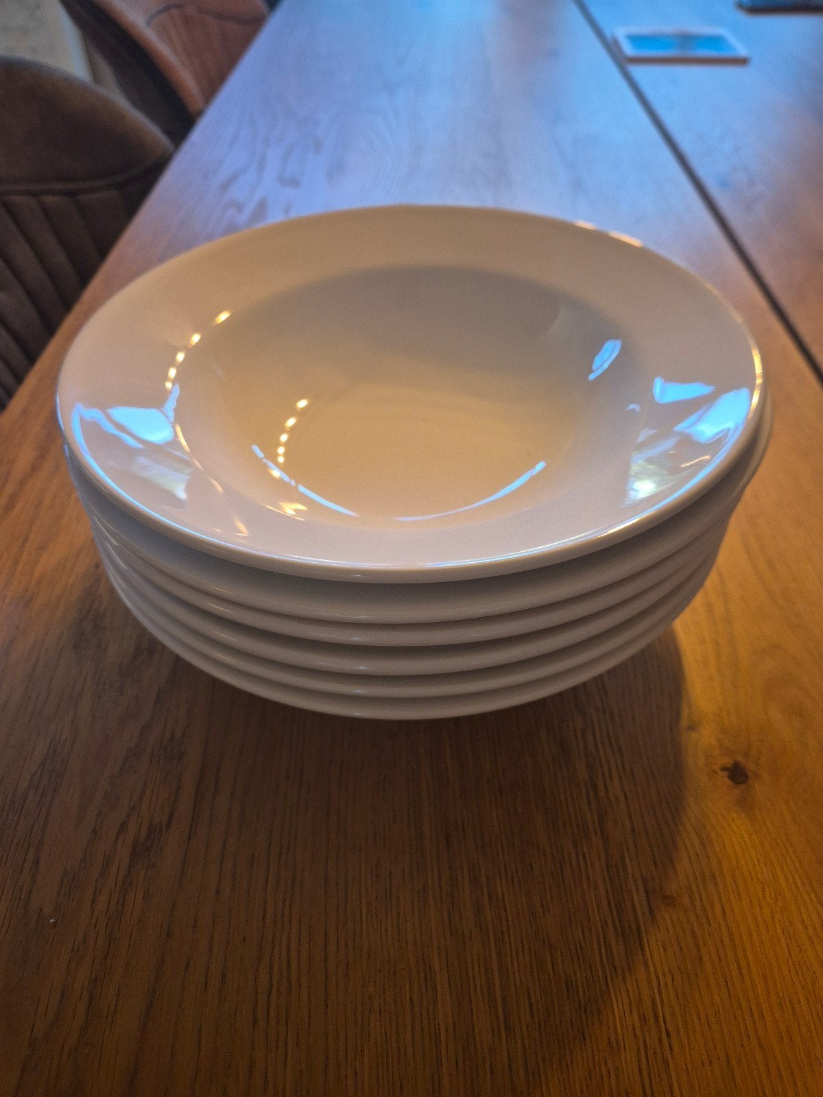 Set van 6 witte diepe pasta borden van dille en kamille, Ophalen of Verzenden
