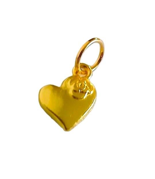 Hanger goud hartje met bloem stainless steel goldplated 22k, Sieraden, Tassen en Uiterlijk, Verzenden, Nieuw, Goud, Overige materialen