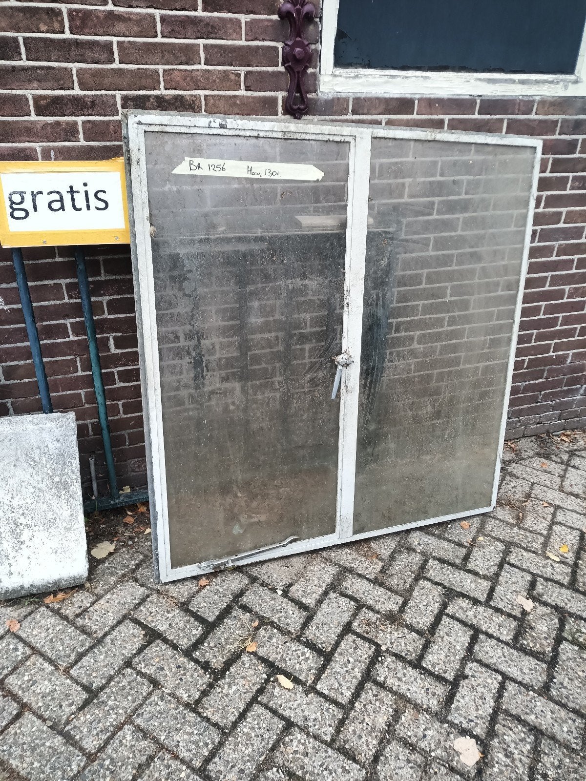 Stalen kozijn met draairaam - B1256 x H1301 mm, Gevelraam of Ruit, Gebruikt, 120 tot 160 cm, Ophalen of Verzenden