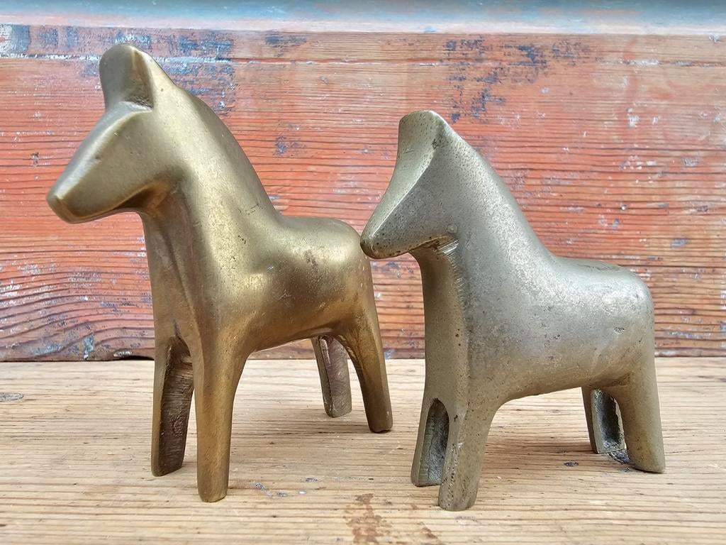 2 Vintage Zweeds messing Dala Dalarna paard" wargenbrant", Ophalen of Verzenden