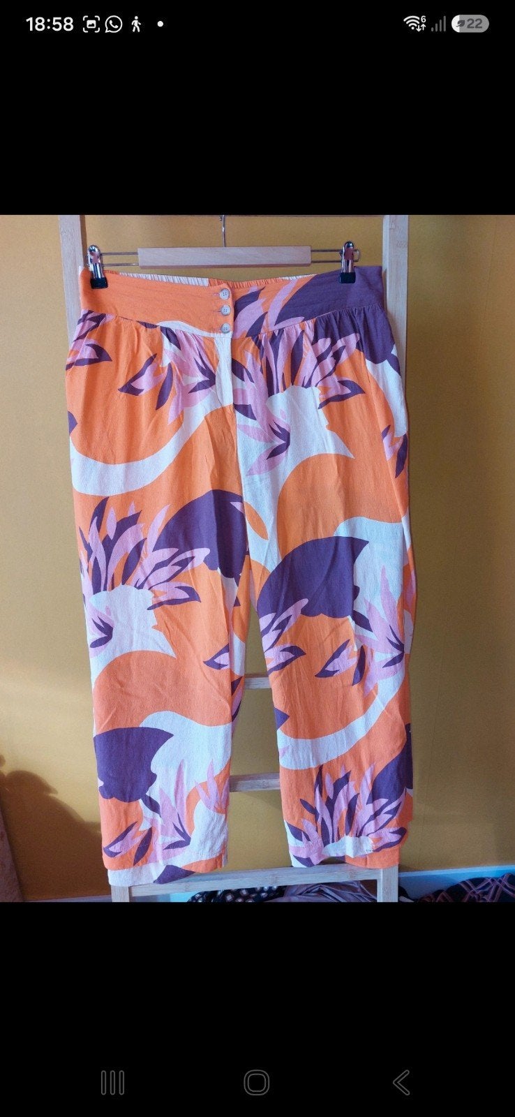 Four Roses Oranje Broek met Bladprint Maat 44, Maat 46/48 (XL) of groter, Oranje, Ophalen of Verzenden, Driekwart