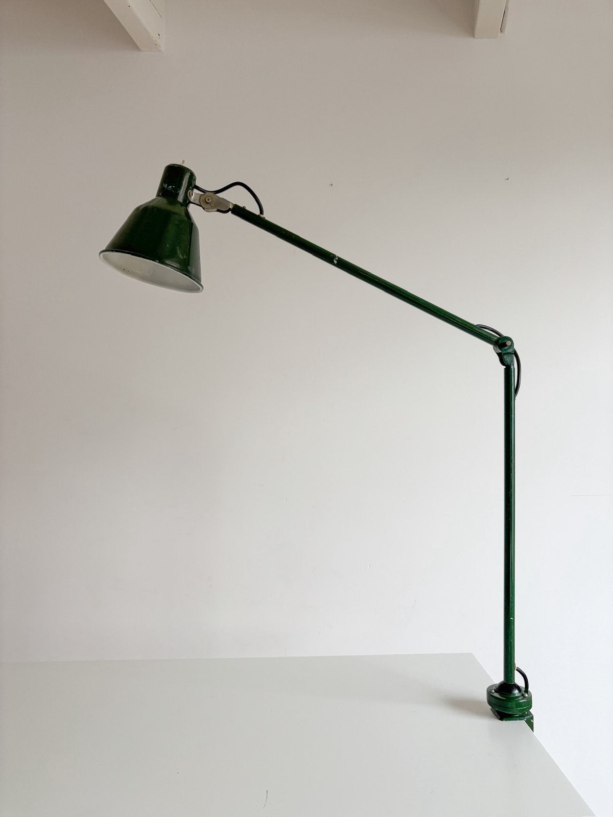 Vintage, industriële bureaulamp, klemlamp, Brevetti Longoni, Gebruikt, -, -, Ophalen of Verzenden