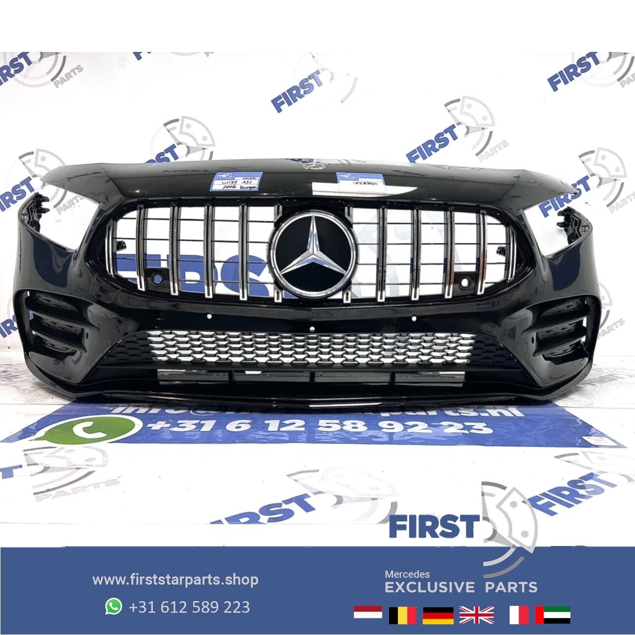 W177 A35 AMG VOORBUMPER ZWART COMPLEET Mercedes A Klasse BUM, Gebruikt, -, Voor, Ophalen of Verzenden