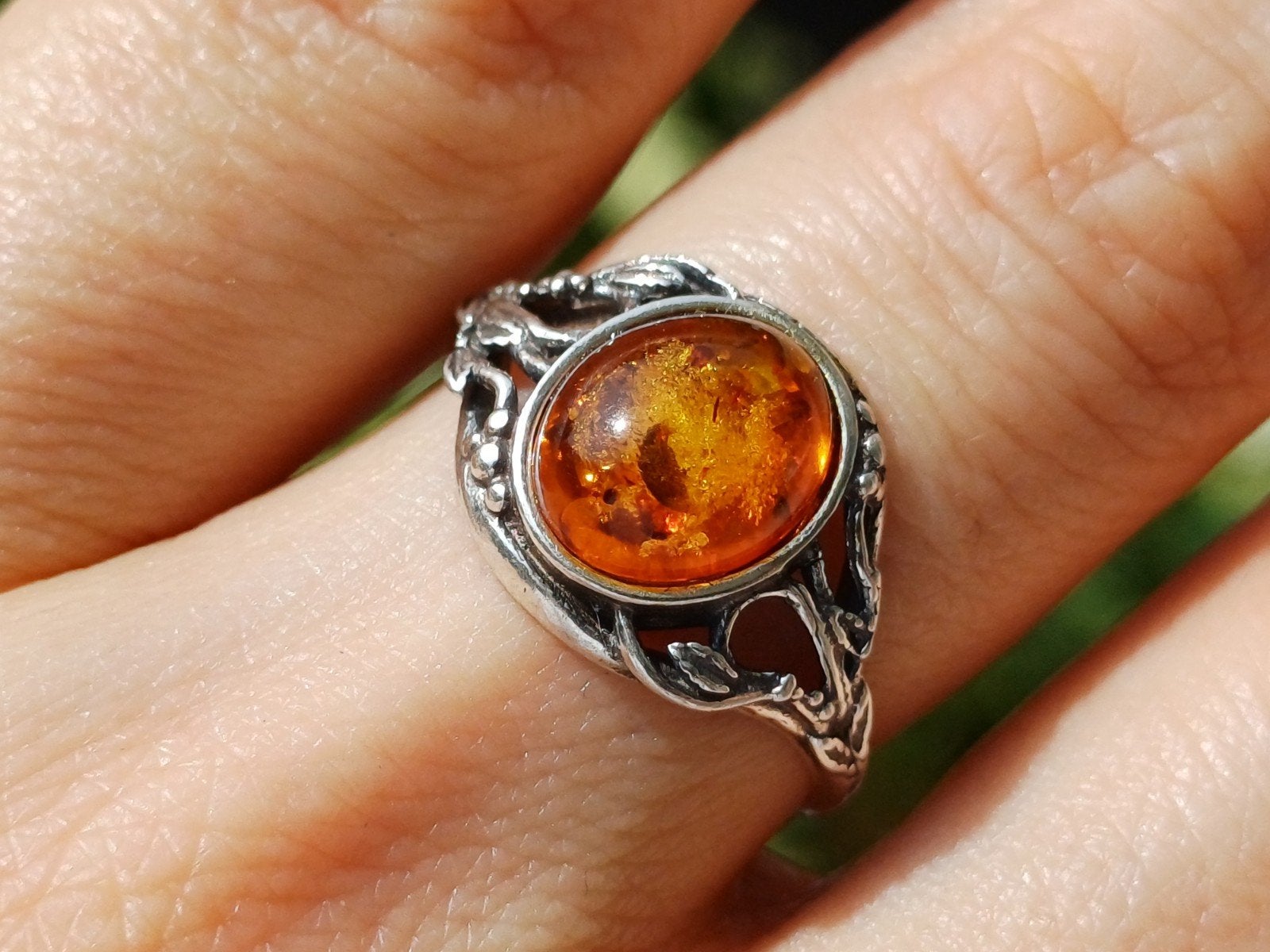 Vanoli 925 zilveren ring met amber / barnsteen maat 18, Daiva1973@hotmail.com, 18 tot 19, Vanoli, Overige kleuren