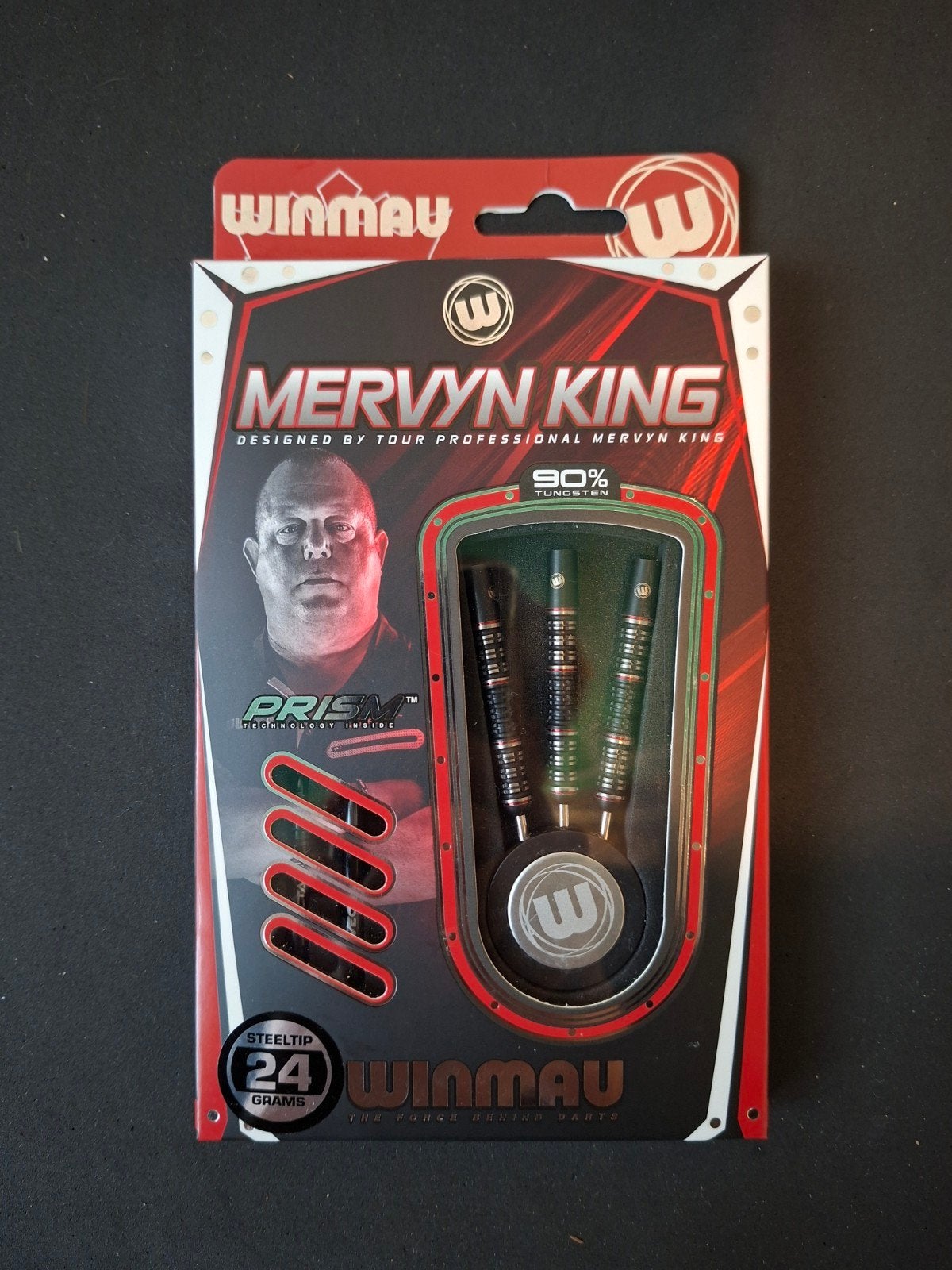 Winmau Mervyn King 24 gram Steeltip 90%, Sport en Fitness, Ophalen of Verzenden, Zo goed als nieuw, Pijlen