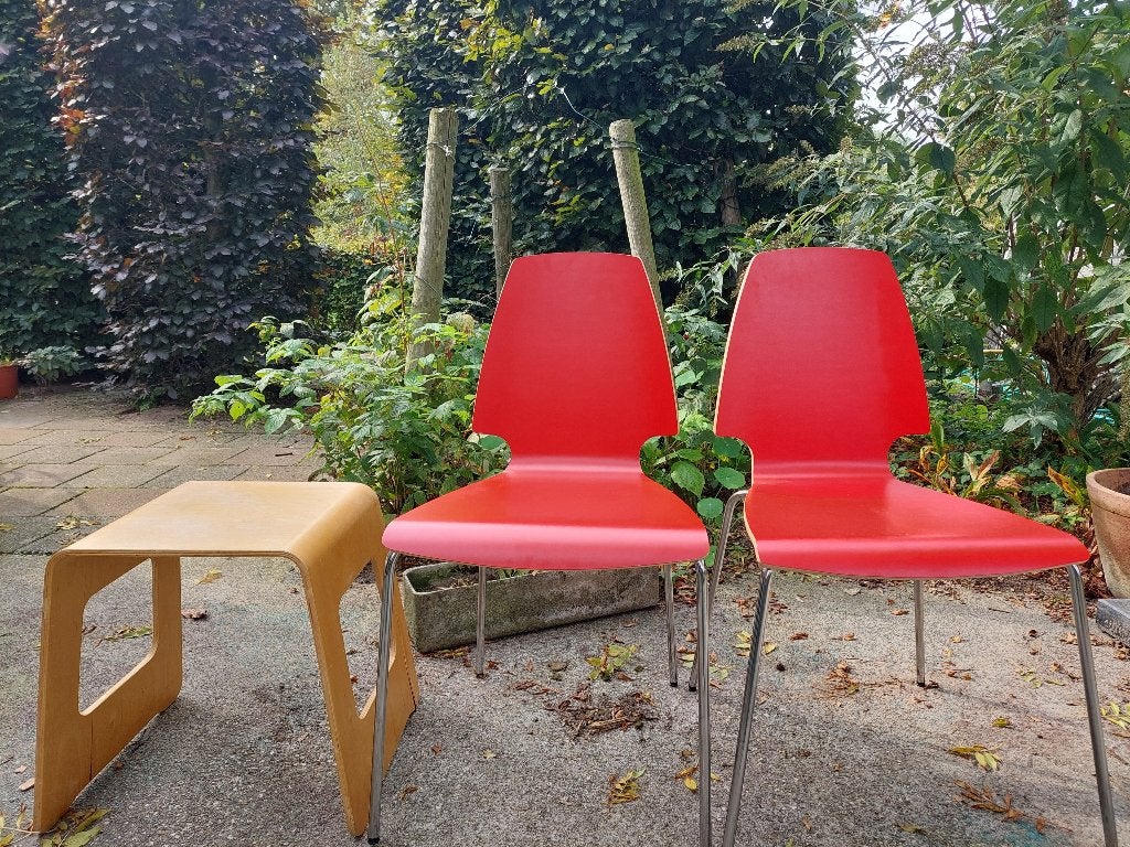 Rode Ikea stoelen plus krukje, Ophalen, Gebruikt, Twee, Ikea modern