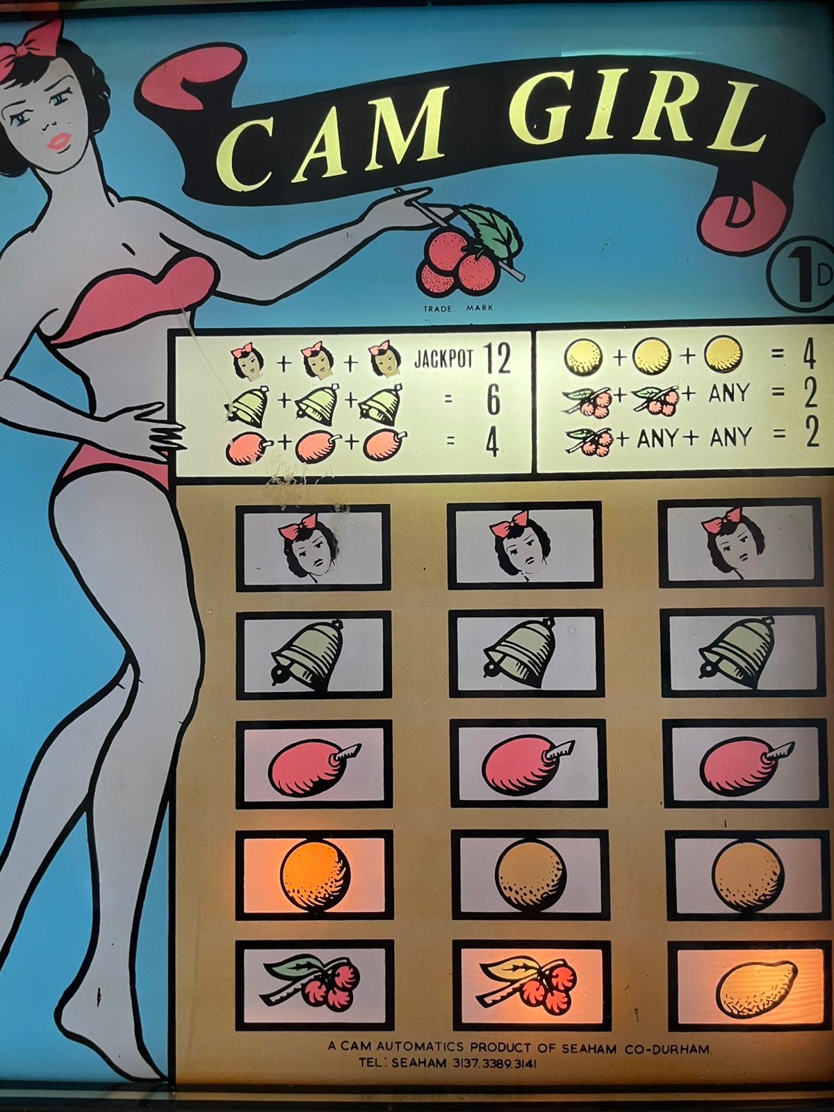 Vintage fruitautomaat / gokkast / cam girl., Verzamelen, Automaten | Gokkasten en Fruitautomaten, Euro, Ophalen, Met sleutels