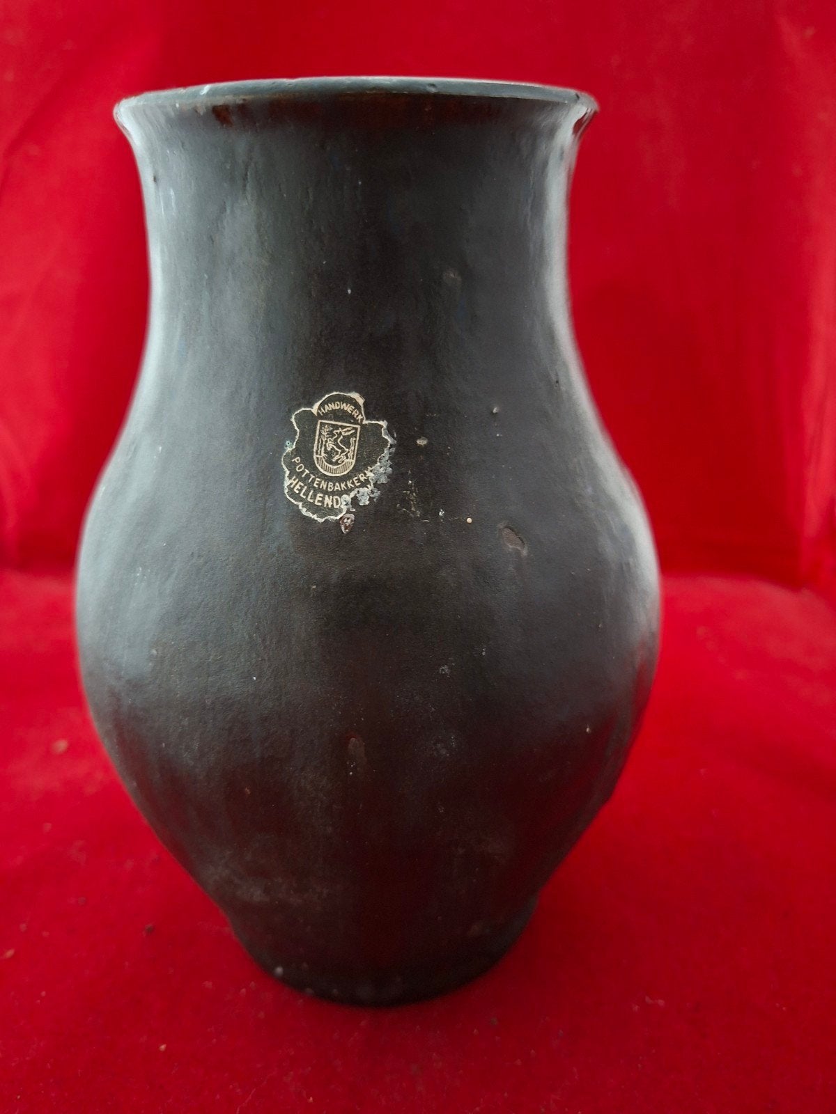 Vintage Aardewerk Vaas van Pottenbakkerij Hellendoorn, 18 cm, Ophalen of Verzenden