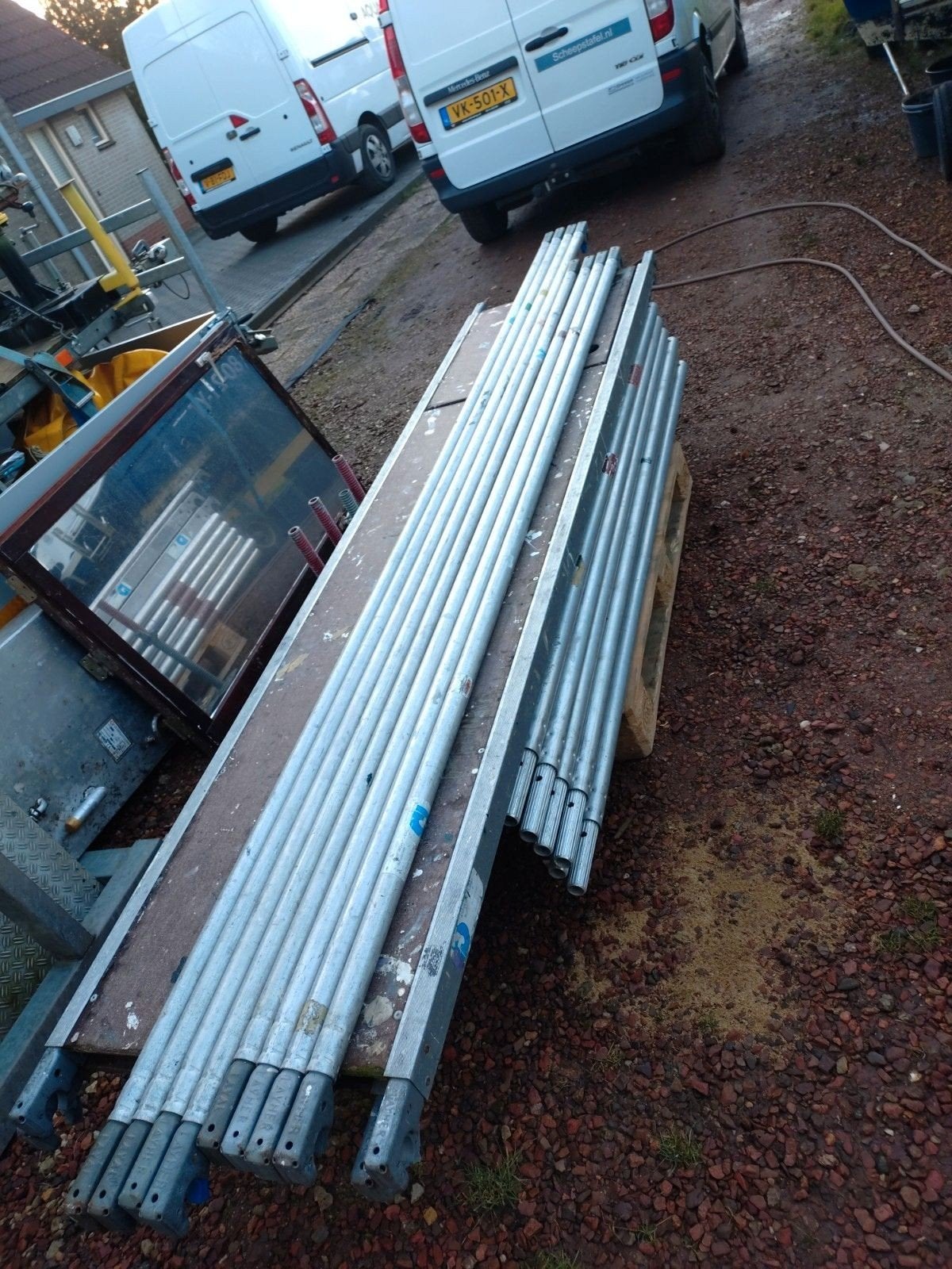 layher stijger., Doe-het-zelf en Verbouw, Steigers, Ophalen, Gebruikt, Gevelsteiger, 5 meter of hoger