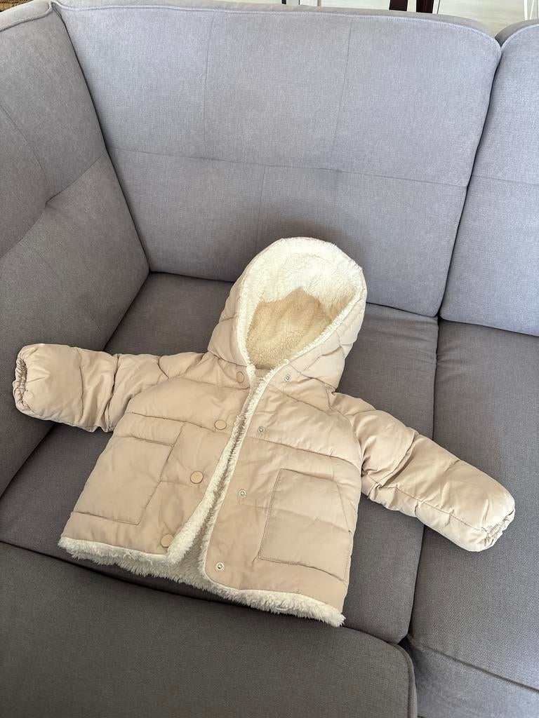 MNG Baby Winterjas Beige - Maat 74 (6-9 maanden) Mango, Ophalen of Verzenden, Zo goed als nieuw, Jongetje of Meisje, Jasje