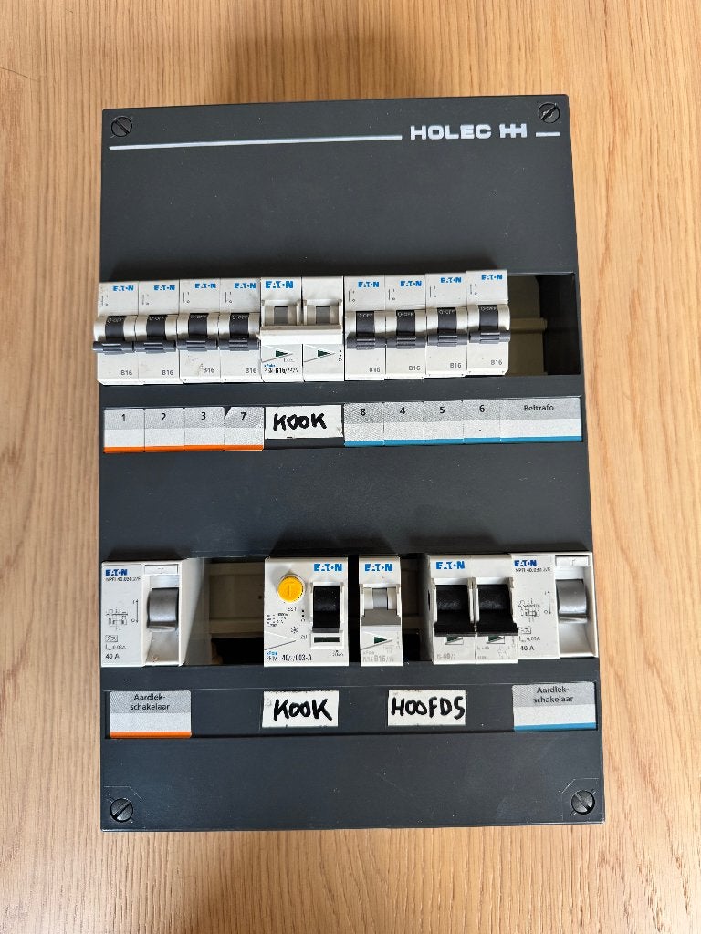 Holec groepenkast, 8 groepen B16 + kookgroep, Ophalen, Gebruikt, Eaton, Groepenkast