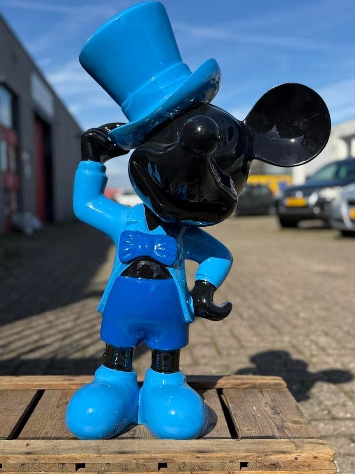 Grote Mickey Mouse Beeld - Blauw met Hoge Hoed, Verzamelen, Disney, Ophalen, Beeldje of Figuurtje, ., Zo goed als nieuw