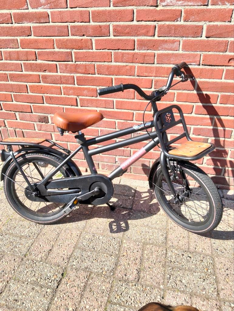 Stoere 16 inch jongensfiets met voordrager - Zwart, Overige merken, Terugtraprem, Gebruikt, Minder dan 49 cm