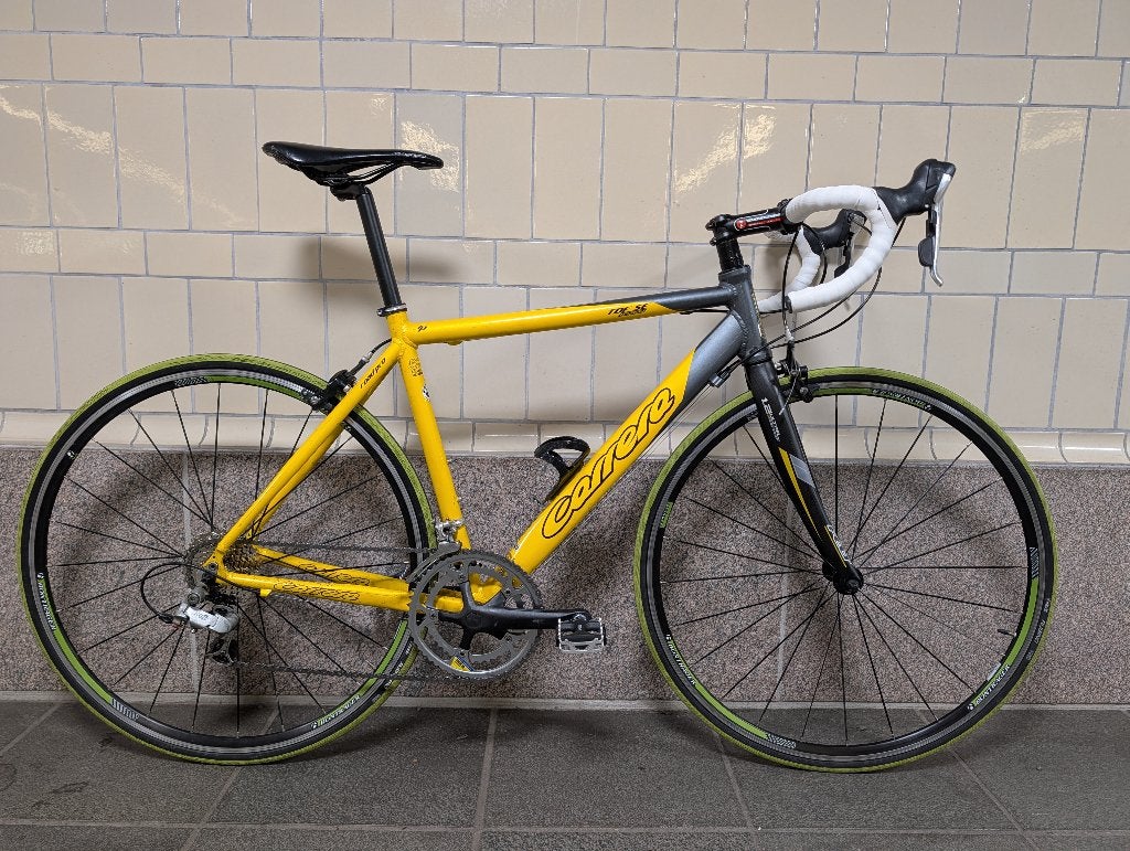 Dames Carrera Road Pro, Mt 50, 165mm cranks, 16 spd, 165-175, Overige merken, 28 inch, Gebruikt, Velgrem