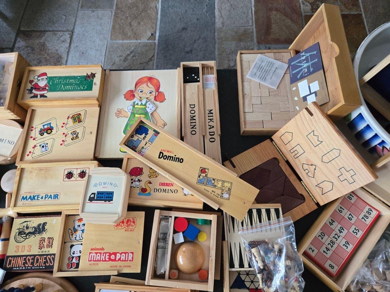 Grote collectie houten bordspellen en puzzels, Gebruikt, Diverse, Ophalen of Verzenden, Een of twee spelers