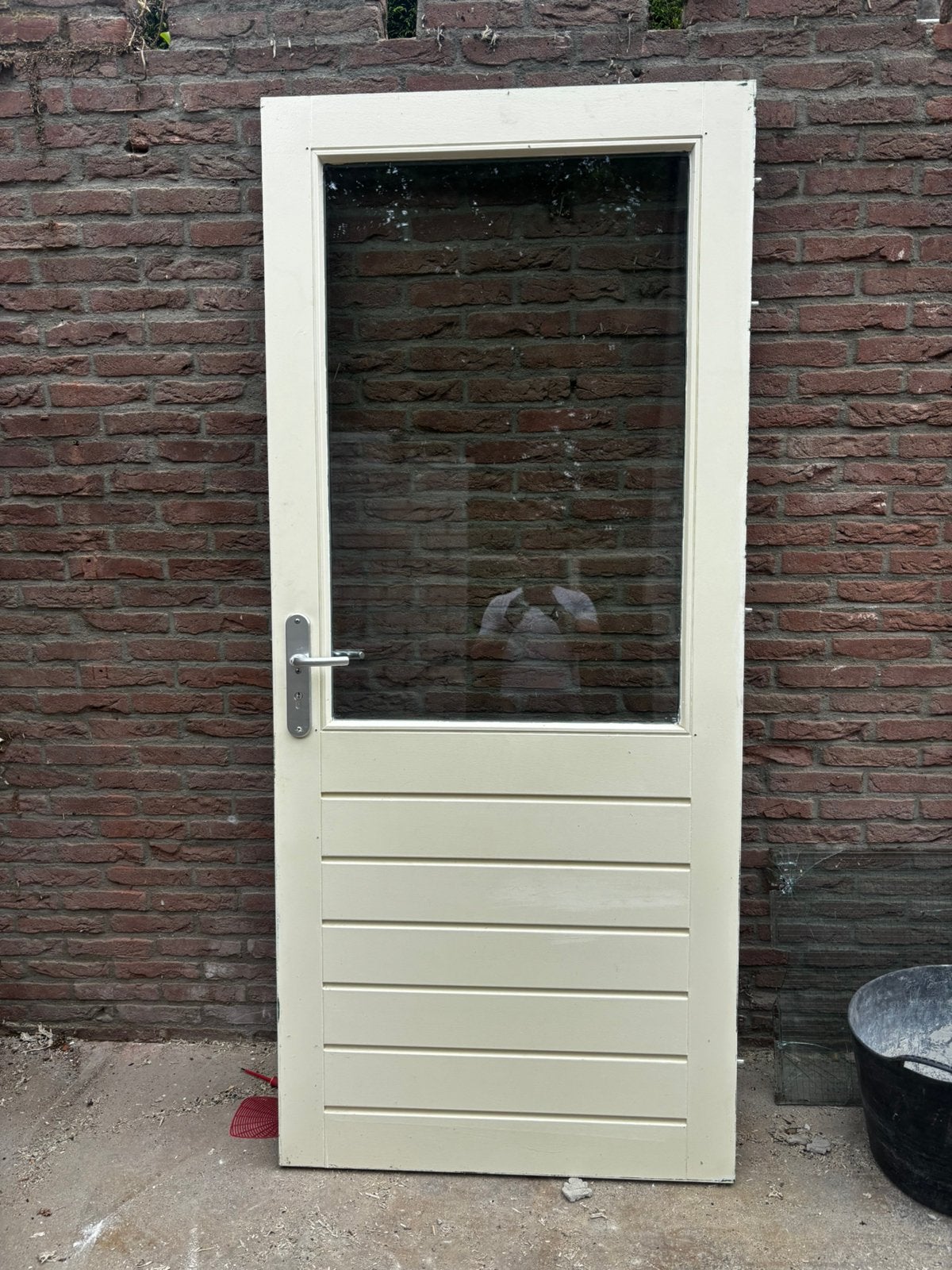 Hardhouten achterdeur met 3puntsluiting kerntrekbeveiliging, Doe-het-zelf en Verbouw, Deuren en Horren, Ophalen, Zo goed als nieuw