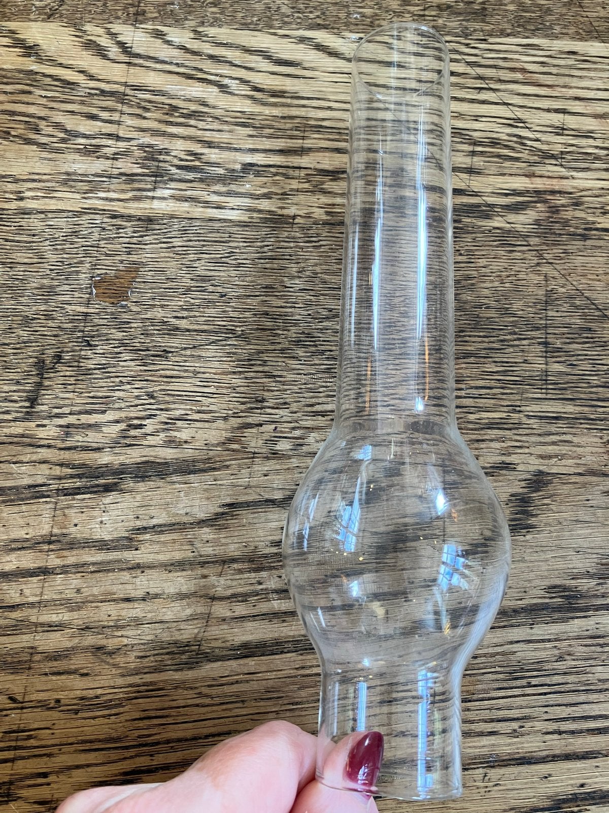 Glazen olielamp schoorsteen - Vintage, Antiek en Kunst, Ophalen of Verzenden