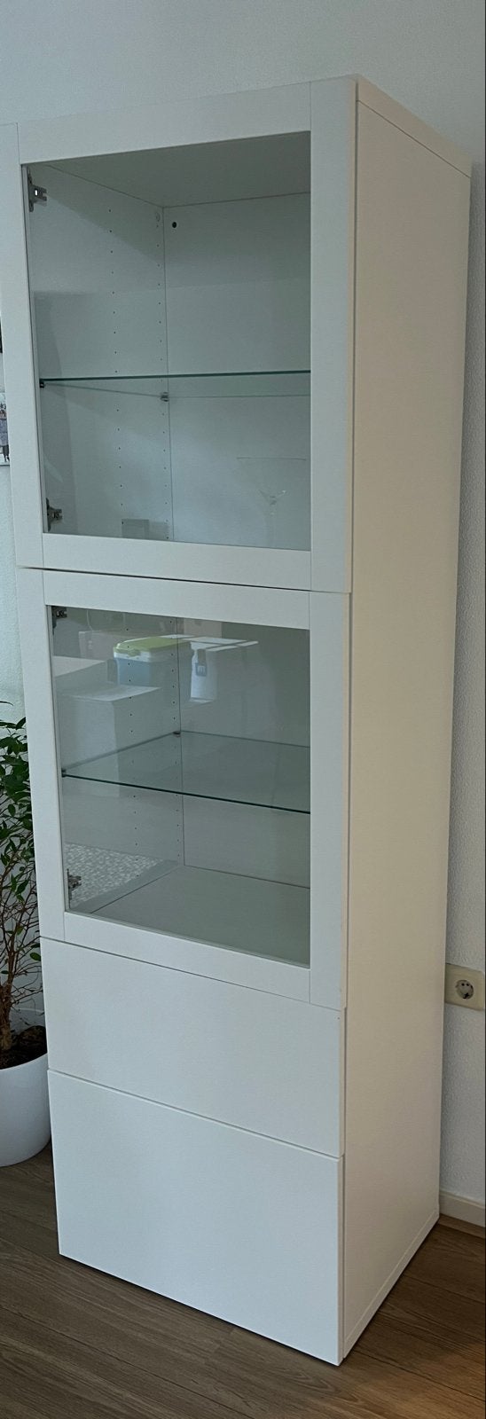 IKEA BESTÅ opbergcombinatie met glazen deuren, wit, Ophalen, 50 tot 100 cm, 150 tot 200 cm, 25 tot 50 cm