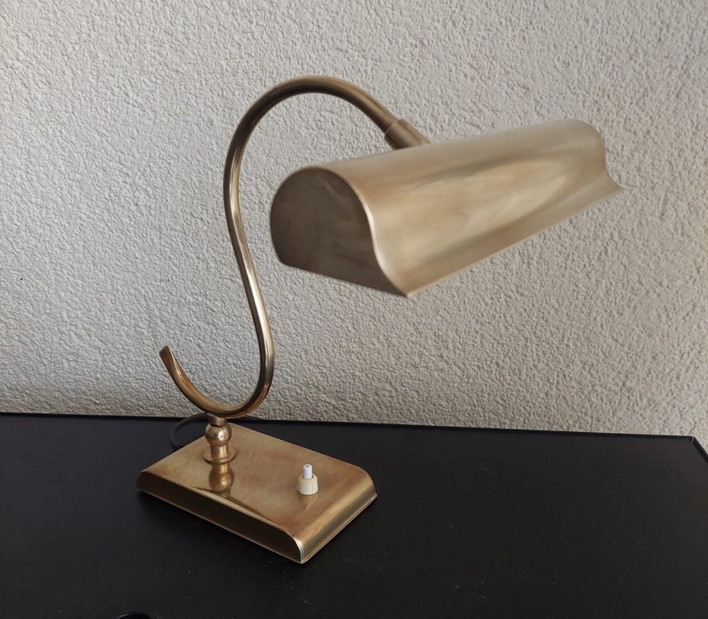 Bureaulamp/pianolamp, messing, HECA Edam, Ophalen, Gebruikt, Overige merken, 30 cm