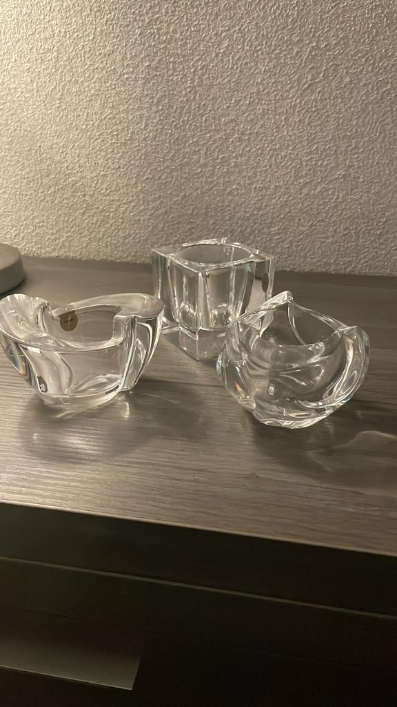 3x kristallen theelicht houder, Antiek en Kunst, Antiek | Glas en Kristal, Ophalen of Verzenden