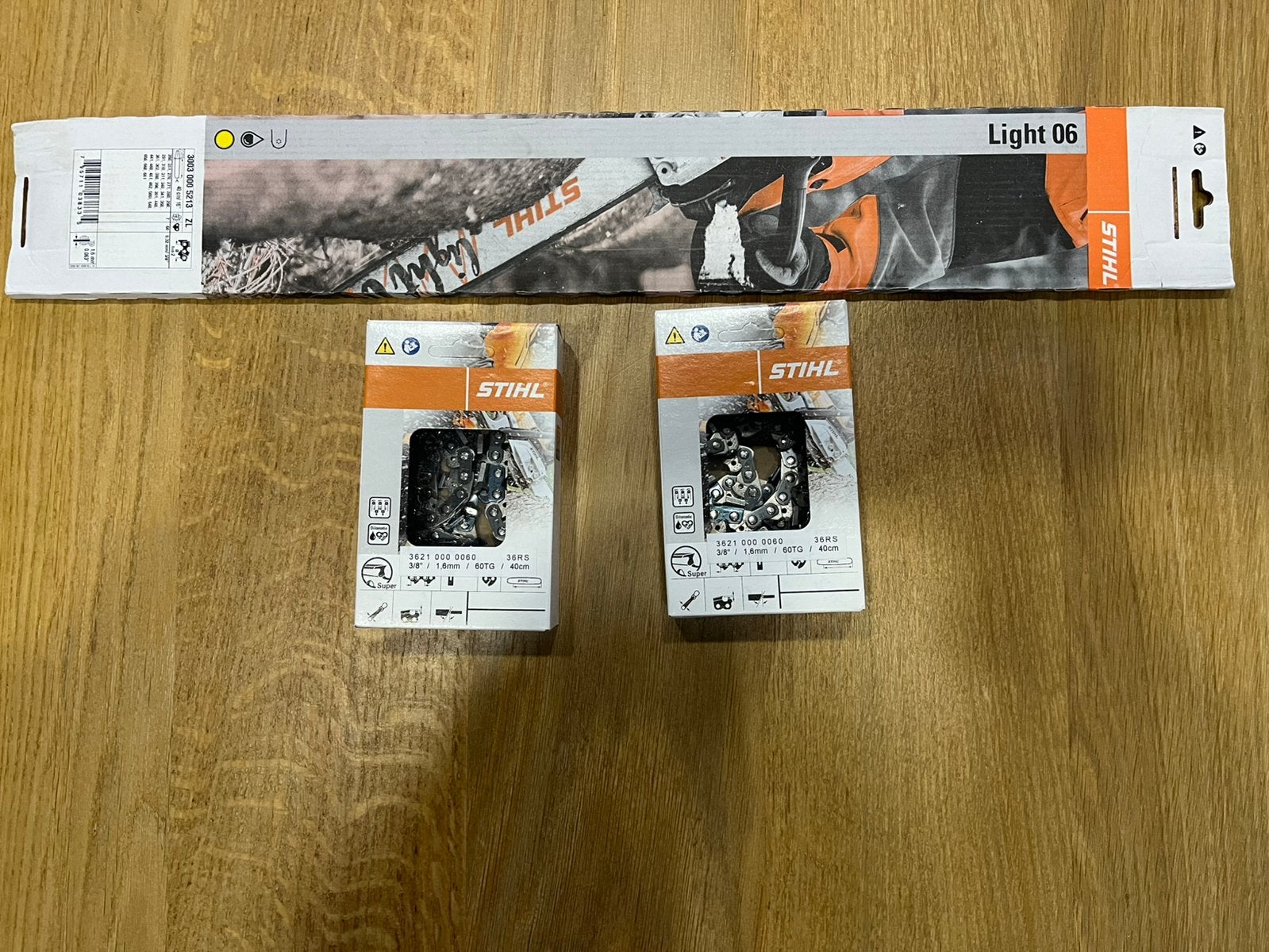 Stihl zaagblad 40cm + 2 Stihl kettingen!, 70 mm of meer, Kettingzaag, Nieuw, Ophalen of Verzenden