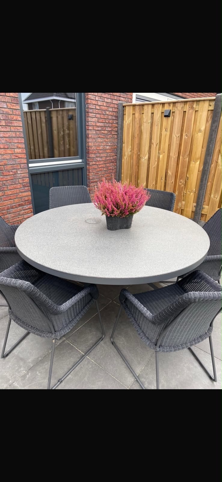 4SO 4 seasons outdoor tuinset met ronde tafel en 6 stoelen, Ophalen, 4 zitplaatsen, Gebruikt, Eettafel