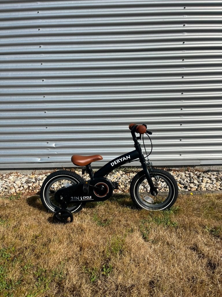 DERYAN 3-in-1 Kinderfiets 12 inch – Zwart