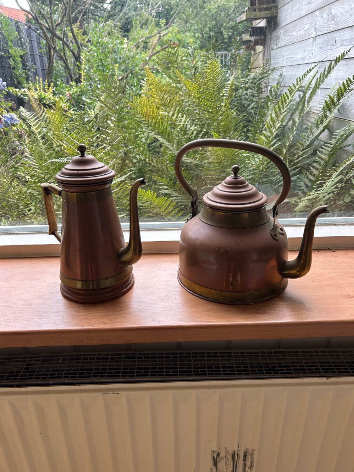 Antieke Koperen Ketels Set - Waterketel en Koffiekan, Antiek en Kunst, Antiek | Koper en Brons, Ophalen of Verzenden, Koper
